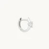 Heart Gem Piercing Hoop in Solid White Gold