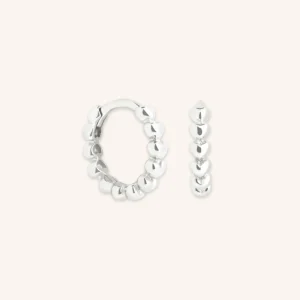Heart Huggies in Solid White Gold
