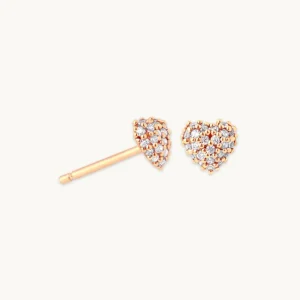 Heart Pavé Stud Earrings in Rose Gold