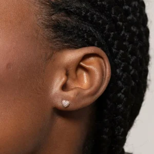 Heart Pavé Stud Earrings in Rose Gold