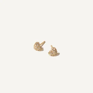 Heart Pavé Stud Earrings in Gold