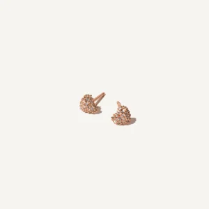 Heart Pavé Stud Earrings in Rose Gold