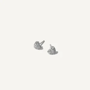 Heart Pavé Stud Earrings in Silver