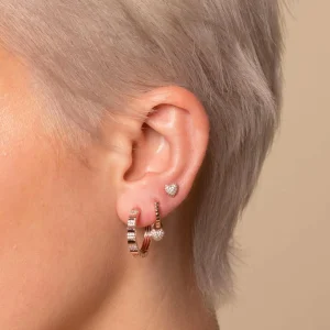 Heart Pavé Stud Earrings in Rose Gold