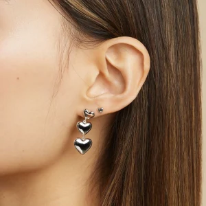 Heart Stud Earrings in Silver