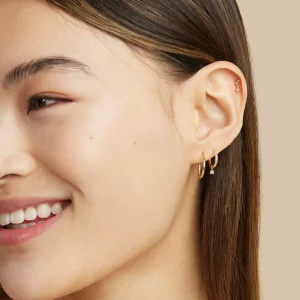 Heart Topaz Charm Piercing Stud in Solid Gold