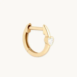 Heart Topaz Piercing Hoop in Solid Gold