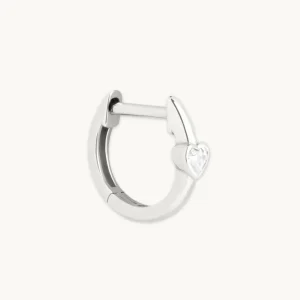 Heart Topaz Piercing Hoop in Solid White Gold
