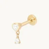 Heart White Topaz Piercing Stud in Solid Gold
