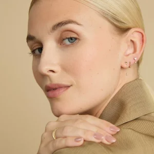 Heart White Topaz Piercing Stud in Solid Gold