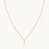I Initial Pavé Pendant Necklace in Gold