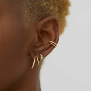 Illusion Crystal Ear Cuff in Gold
