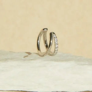Illusion Crystal Ear Cuff in Silver
