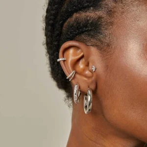 Illusion Crystal Ear Cuff in Silver