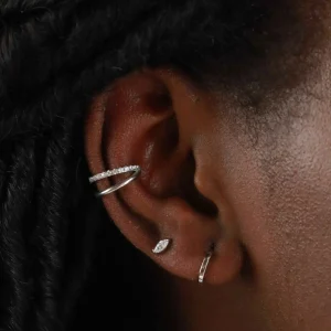 Illusion Crystal Ear Cuff in Silver