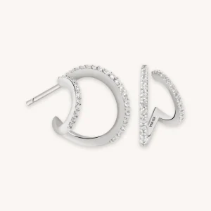 Illusion Crystal Hoops in Silver