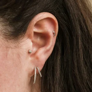 Illusion Crystal Hoops in Silver