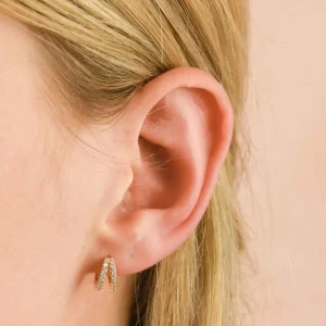 Illusion Crystal Huggies in Gold
