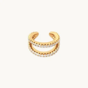 Illusion Double Crystal Ear Cuff in Gold