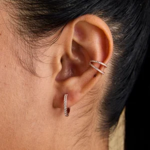 Illusion Double Crystal Ear Cuff in Rose Gold