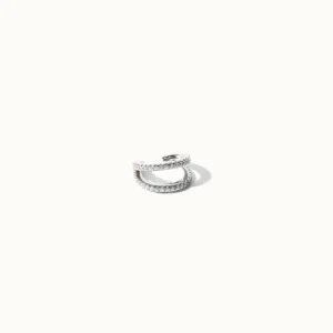 Illusion Double Crystal Ear Cuff in Silver