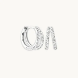 Illusion Topaz Huggies in Solid White Gold