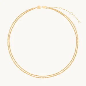 Illusion Twist Double Chain Necklace in Gold