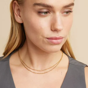 Illusion Twist Double Chain Necklace in Gold