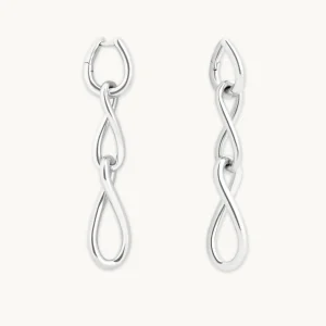 Infinite Drop Stud Earrings in Silver