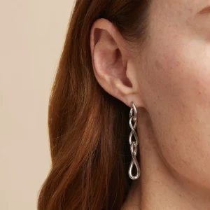 Infinite Drop Stud Earrings in Silver