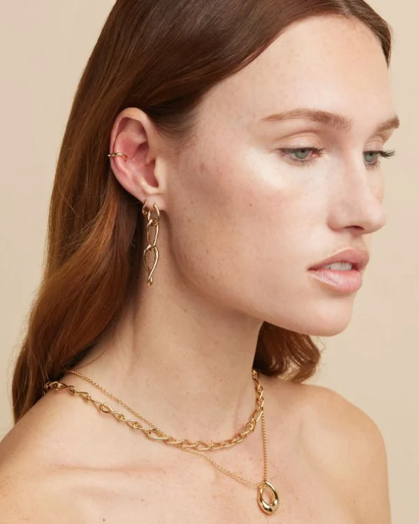 Infinite Drop Stud Earrings in Gold