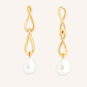 Infinite Pearl Drop Studs in Gold