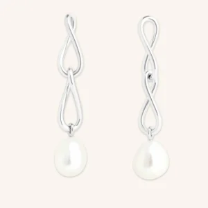 Infinite Pearl Drop Studs in Silver