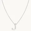 J Initial Bold Pendant Necklace in Silver