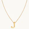 J Initial Bold Pendant Necklace in Gold