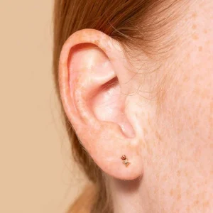 January Garnet Birthstone Earrings in Solid Gold
