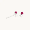 July Ruby Birthstone Earrings in Solid White Gold
