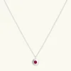 July Ruby Birthstone Necklace in Solid White Gold