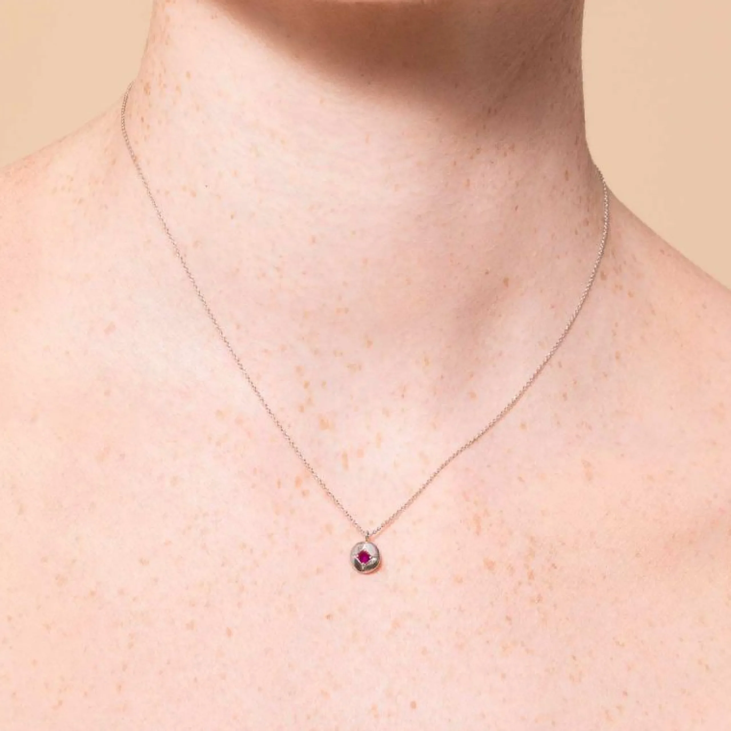 july_ruby_birthstone_neck_1.webp July Ruby Birthstone Necklace in Solid White Gold
