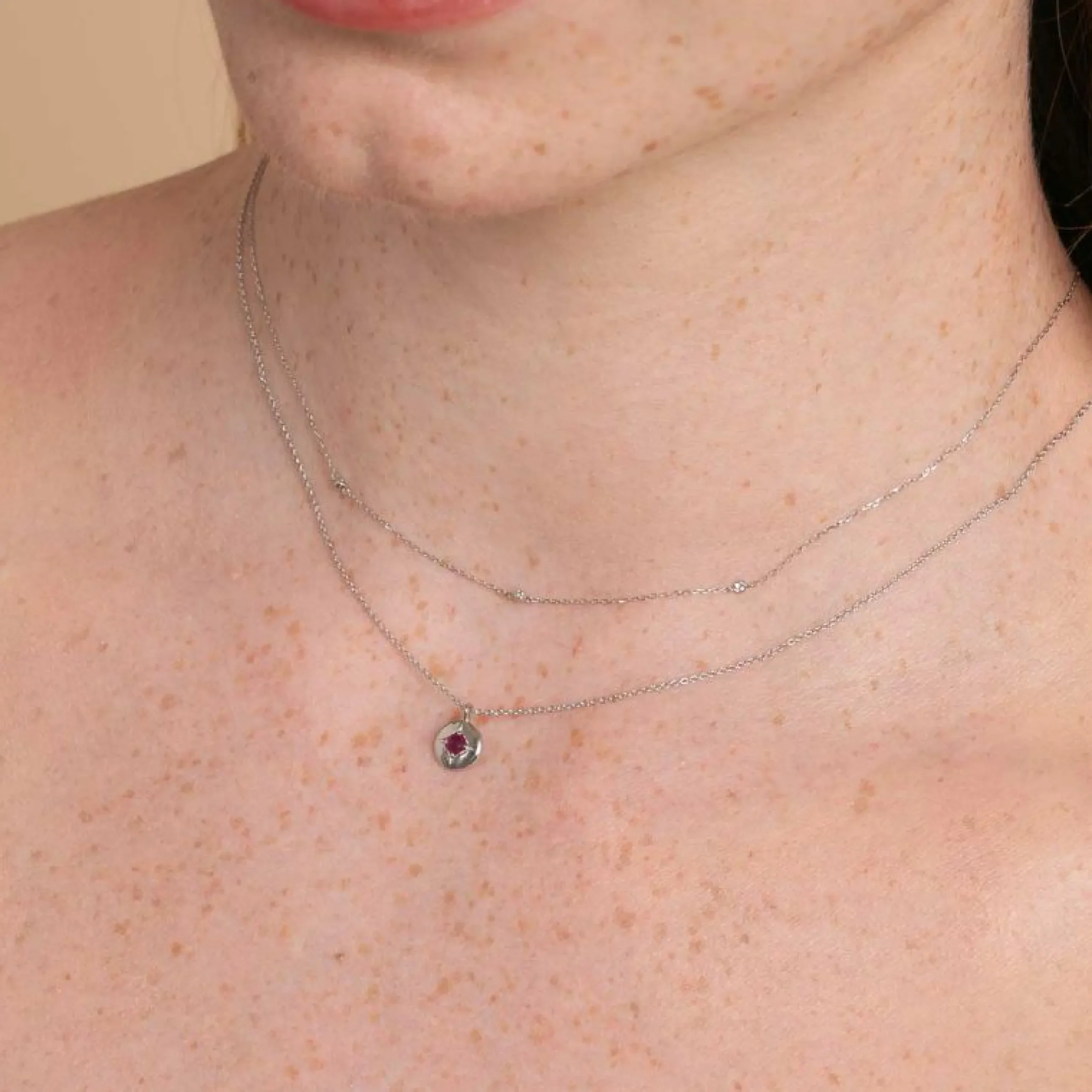 july_ruby_birthstone_neck_2.webp July Ruby Birthstone Necklace in Solid White Gold