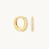 June Birthstone Huggies in Gold with Moonstone CZ