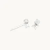 June Moonstone Birthstone Earrings in Solid White Gold