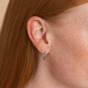 June Moonstone Birthstone Earrings in Solid White Gold