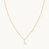 L Initial Pavé Pendant Necklace in Gold