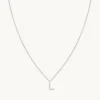 L Initial Pavé Pendant Necklace in Silver