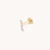 Lilac Enamel Wave Piercing Stud in Solid Gold