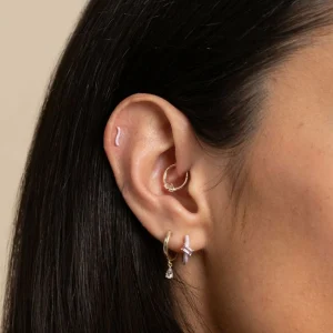 Lilac Enamel Wave Piercing Stud in Solid Gold