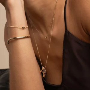 Love Heart Charm Necklace in Gold