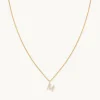 M Initial Pavé Pendant Necklace in Gold