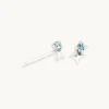 March Aquamarine Birthstone Earrings in Solid White Gold